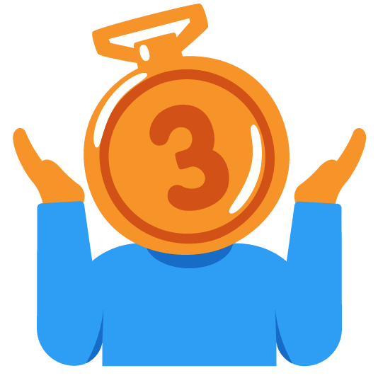 shrug third place medal