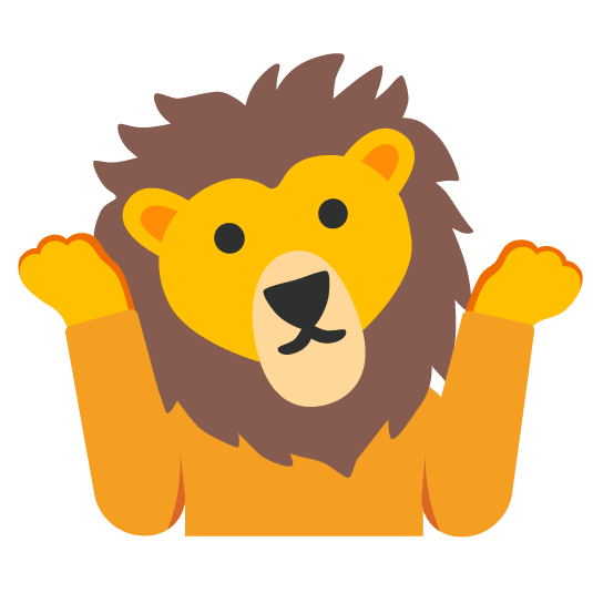 shrug lion face