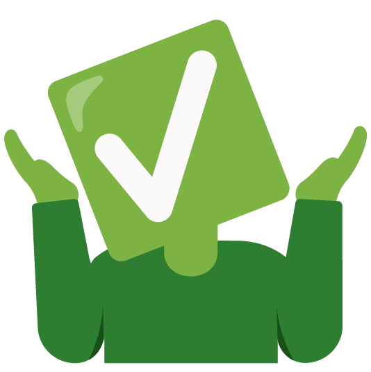 shrug white check mark