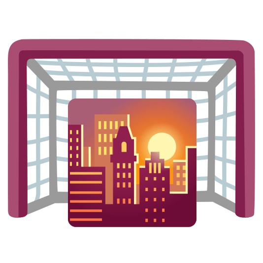 goal net city sunrise