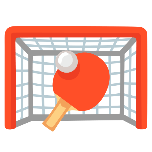 goal net table tennis paddle and ball