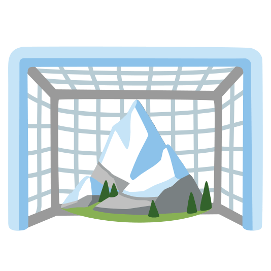 goal net snow capped mountain