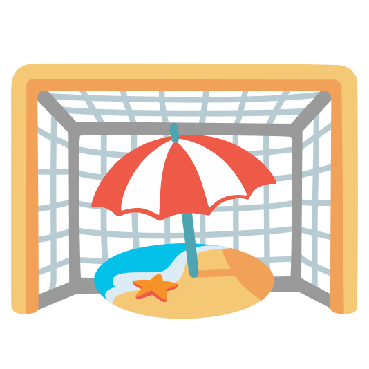 goal net beach with umbrella