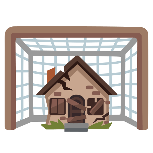 goal net derelict house building