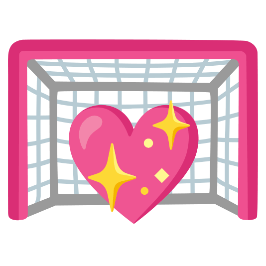 goal net sparkling heart