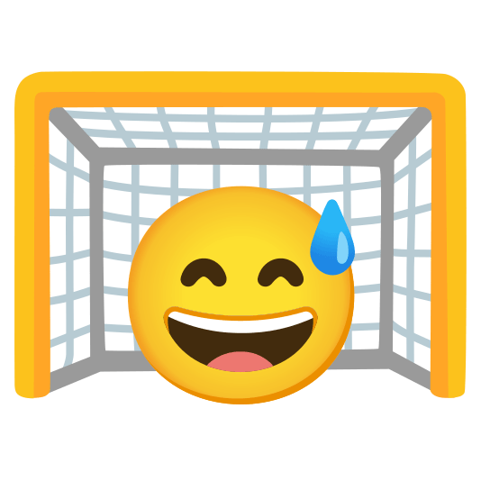 goal net sweat smile