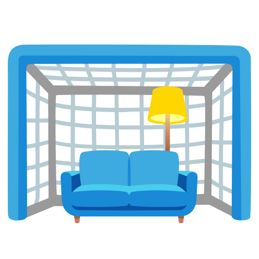 goal net couch and lamp