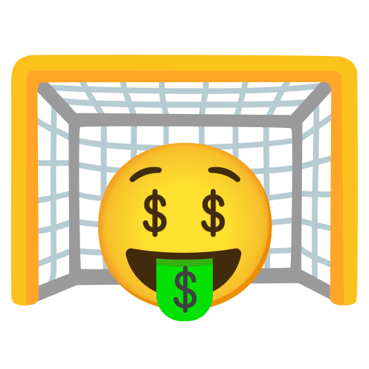 goal net money mouth face