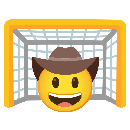 goal net face with cowboy hat