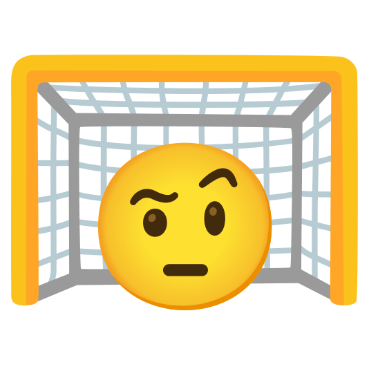 goal net face with raised eyebrow