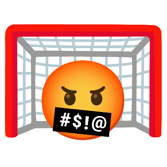 goal net face with symbols on mouth