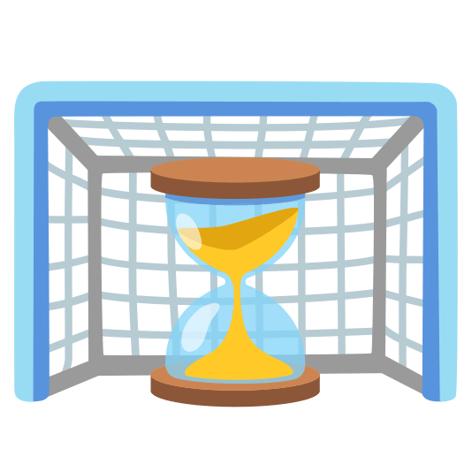 goal net hourglass flowing sand