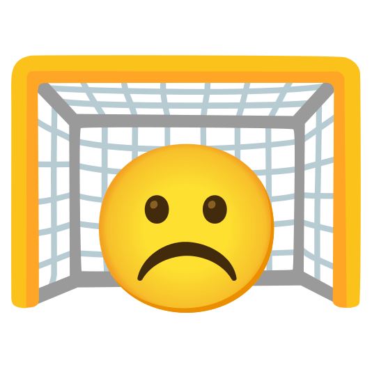 goal net white frowning face