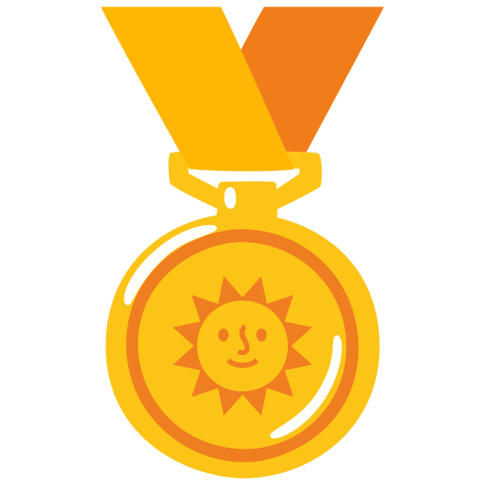 first place medal sun with face