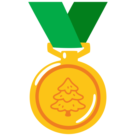 first place medal evergreen tree
