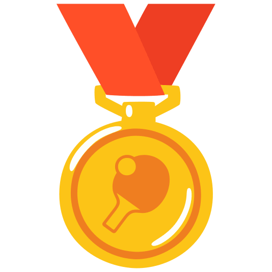 first place medal table tennis paddle and ball