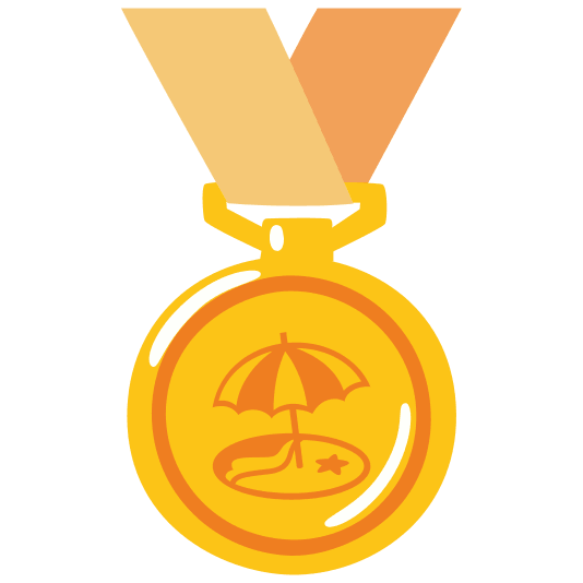 first place medal beach with umbrella