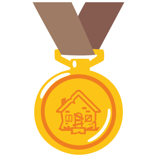 first place medal derelict house building