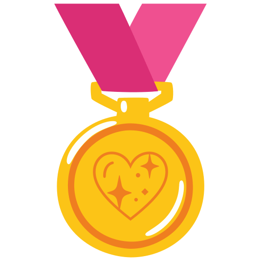 first place medal sparkling heart