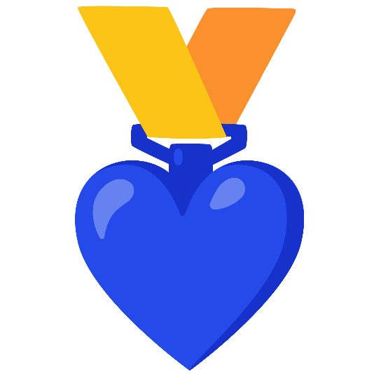 first place medal blue heart