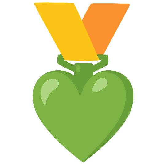 first place medal green heart