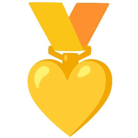 first place medal yellow heart