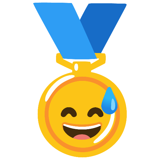 first place medal sweat smile