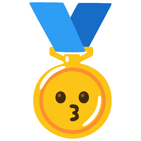 first place medal kissing