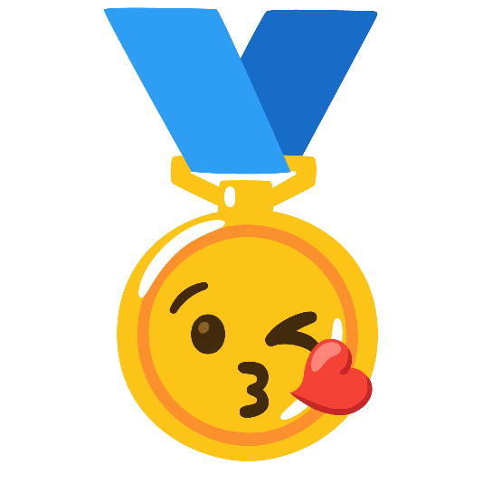 first place medal kissing heart