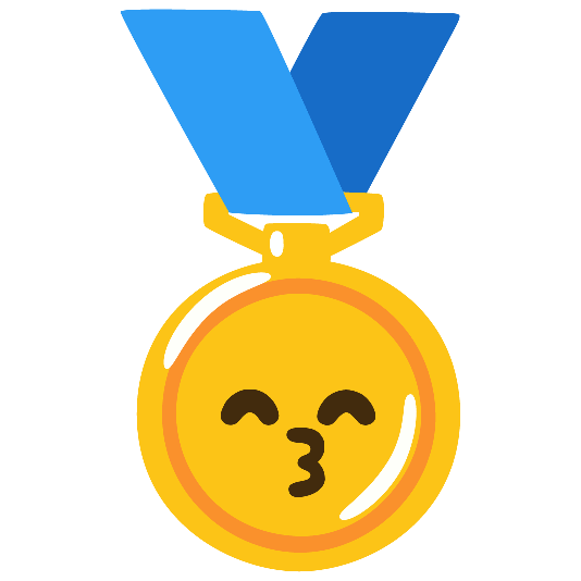 first place medal kissing smiling eyes