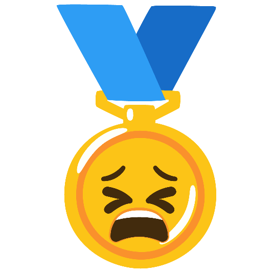 first place medal tired face
