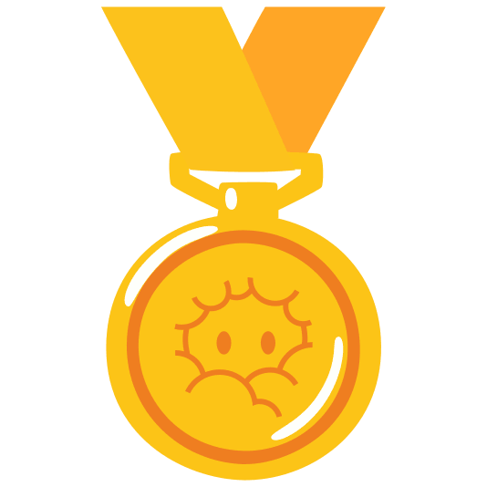 first place medal face in clouds