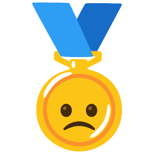 first place medal slightly frowning face