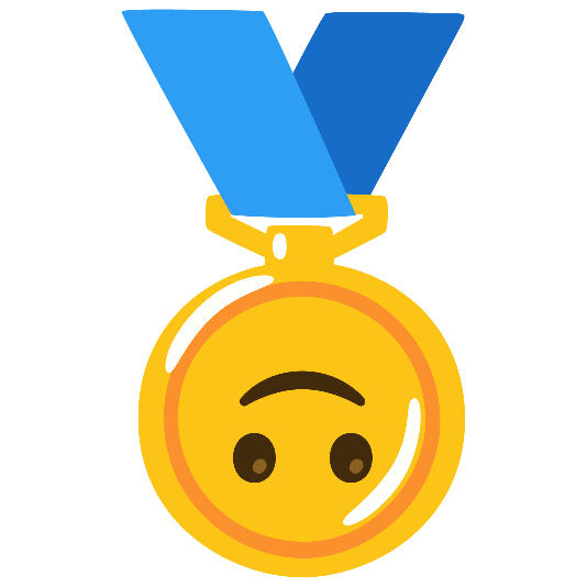 first place medal upside down face