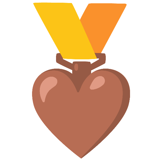first place medal brown heart