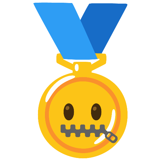 first place medal zipper mouth face