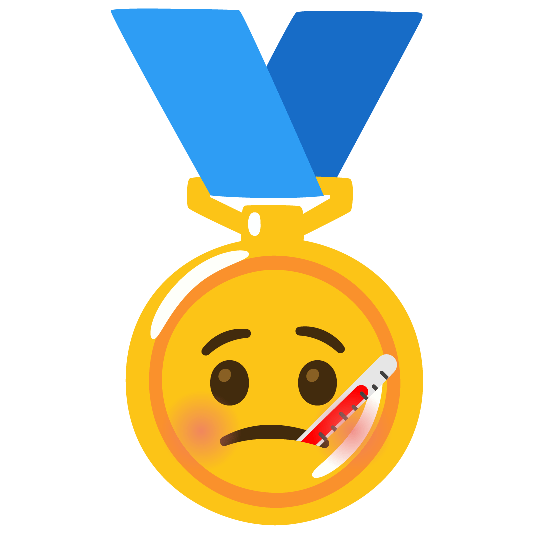 first place medal face with thermometer