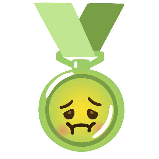first place medal nauseated face