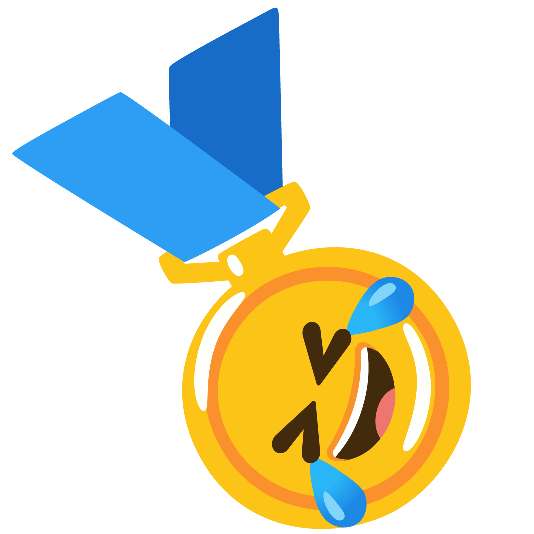 first place medal rolling on the floor laughing