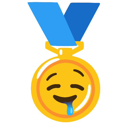 first place medal drooling face