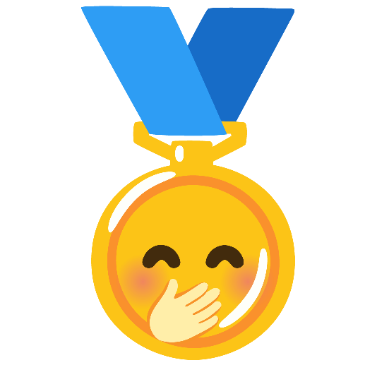 first place medal face with hand over mouth