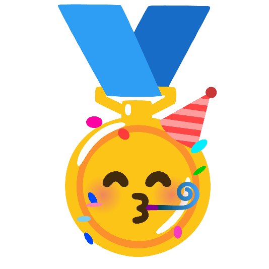 first place medal partying face