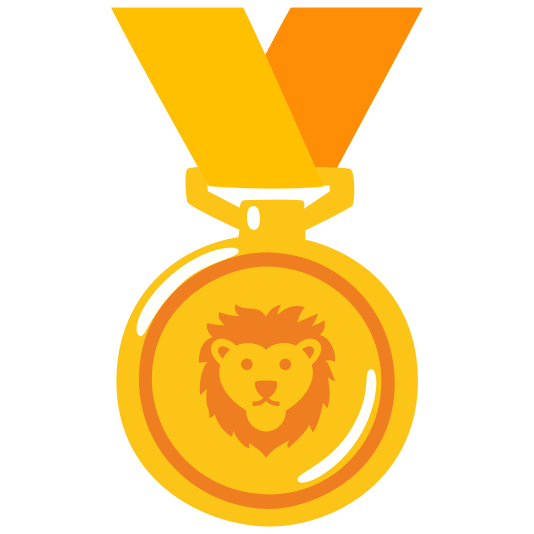 first place medal lion face
