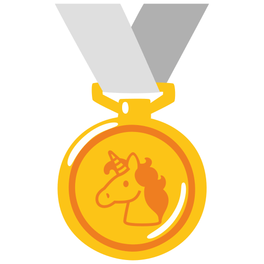first place medal unicorn face