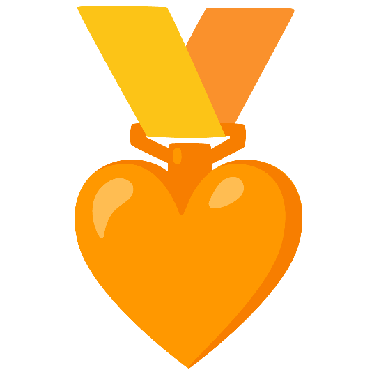 first place medal orange heart