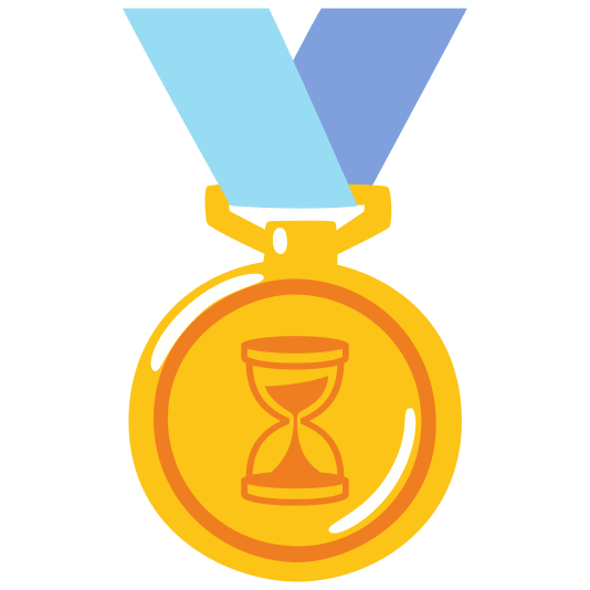 first place medal hourglass flowing sand