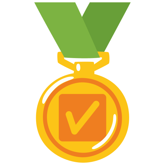 first place medal white check mark