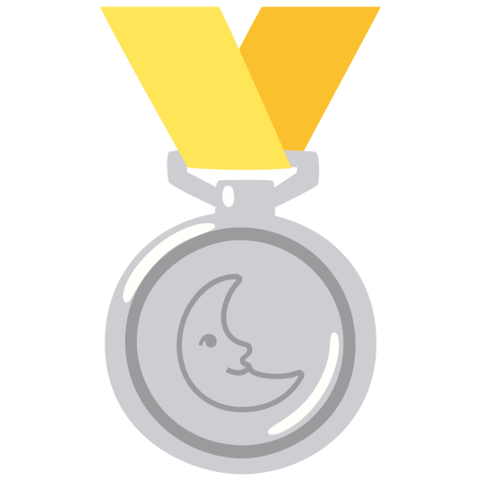 second place medal last quarter moon with face