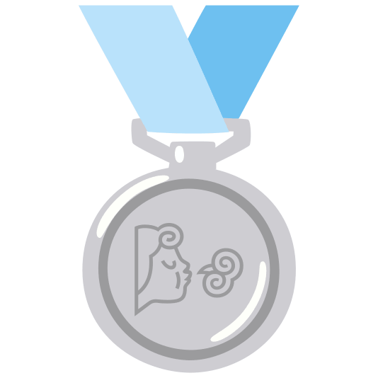 second place medal wind blowing face