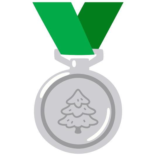 second place medal evergreen tree